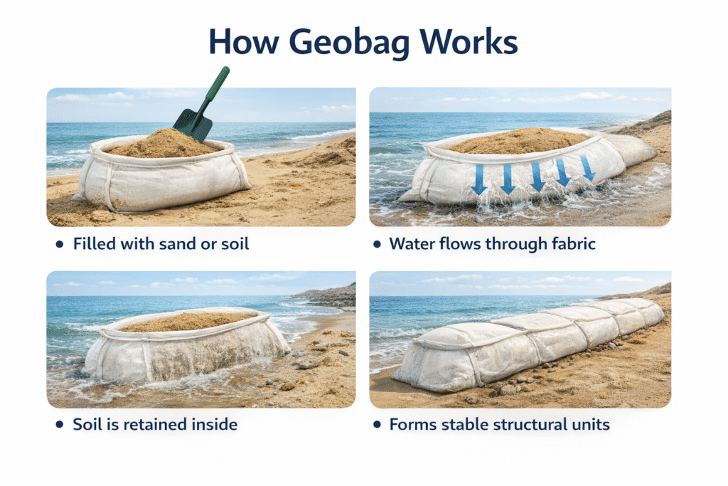 High Tensile Geotextile Sand Bag for Retaining Wall & Erosion Control