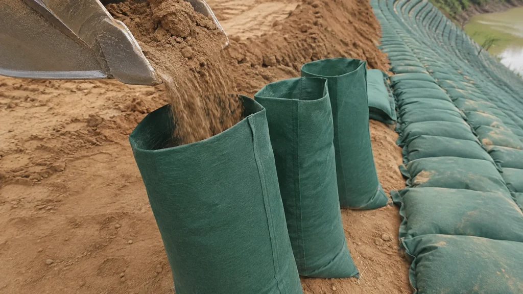 Geobag Filling and Installation Process