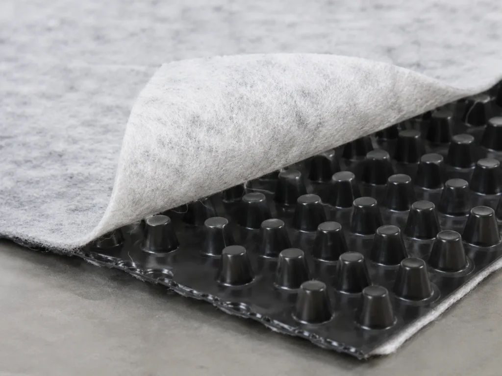 composite drainage board HDPE dimple core and nonwoven geotextile structure