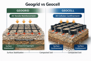 geogrid vs geocell comparison diagram