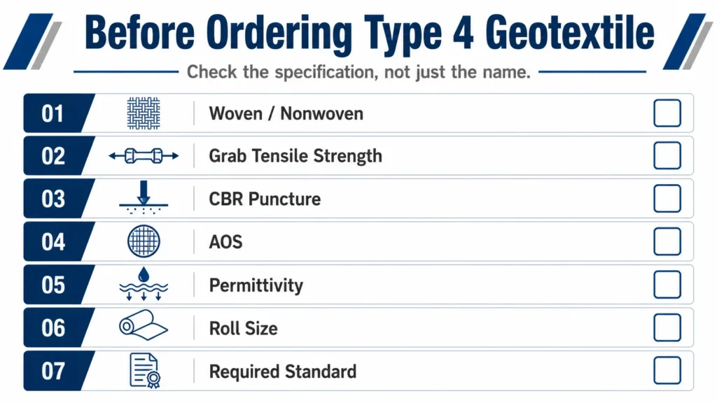 Type 4 Geotextile Fabric Specification Checklist