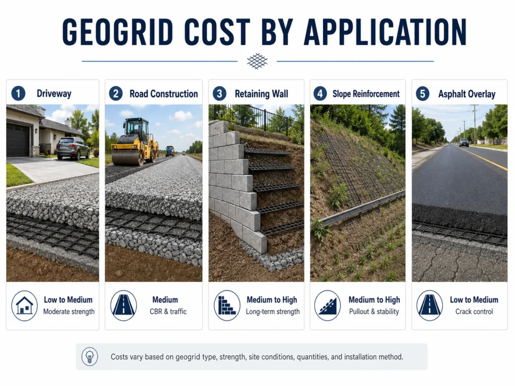 Geogrid cost by application breakdown