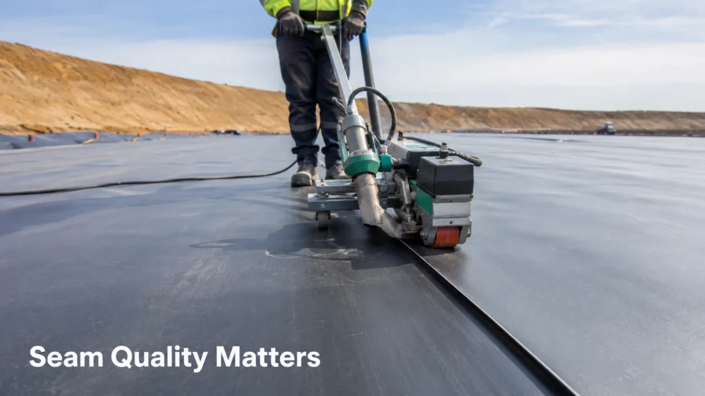 HDPE geomembrane seam welding for waterproof liner installation