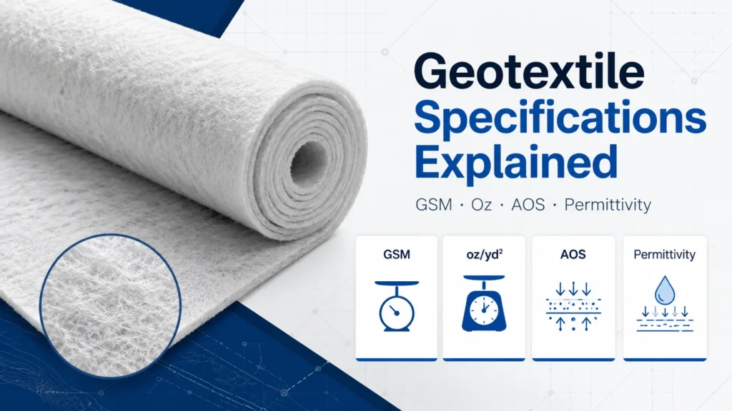 geotextile GSM AOS and permittivity specifications explained