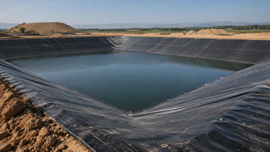 HDPE geomembrane liner installed for reservoir containment project