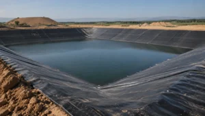 HDPE geomembrane liner installed for reservoir containment project