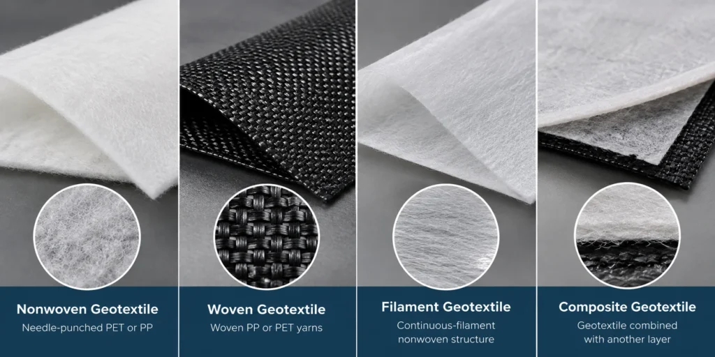 nonwoven woven filament and composite geotextile comparison